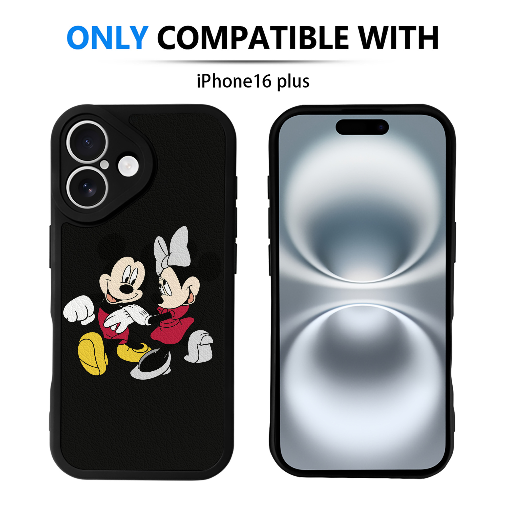 （画像用） ミッキーマウス Mickey Mouse 【iPhone 16シリーズ対応】シリコンスマホケース（レザー調） 材質：シリコン